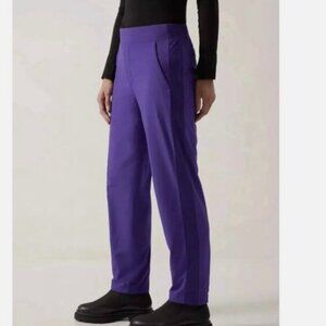 NWT ATHLETA MID RISE BROOKLYN LINED PURPLE PANT w/Stretch & Zip pockets, SIZE 0